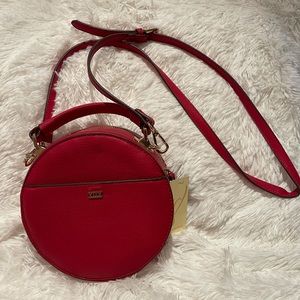 Super cute red round zipper purse